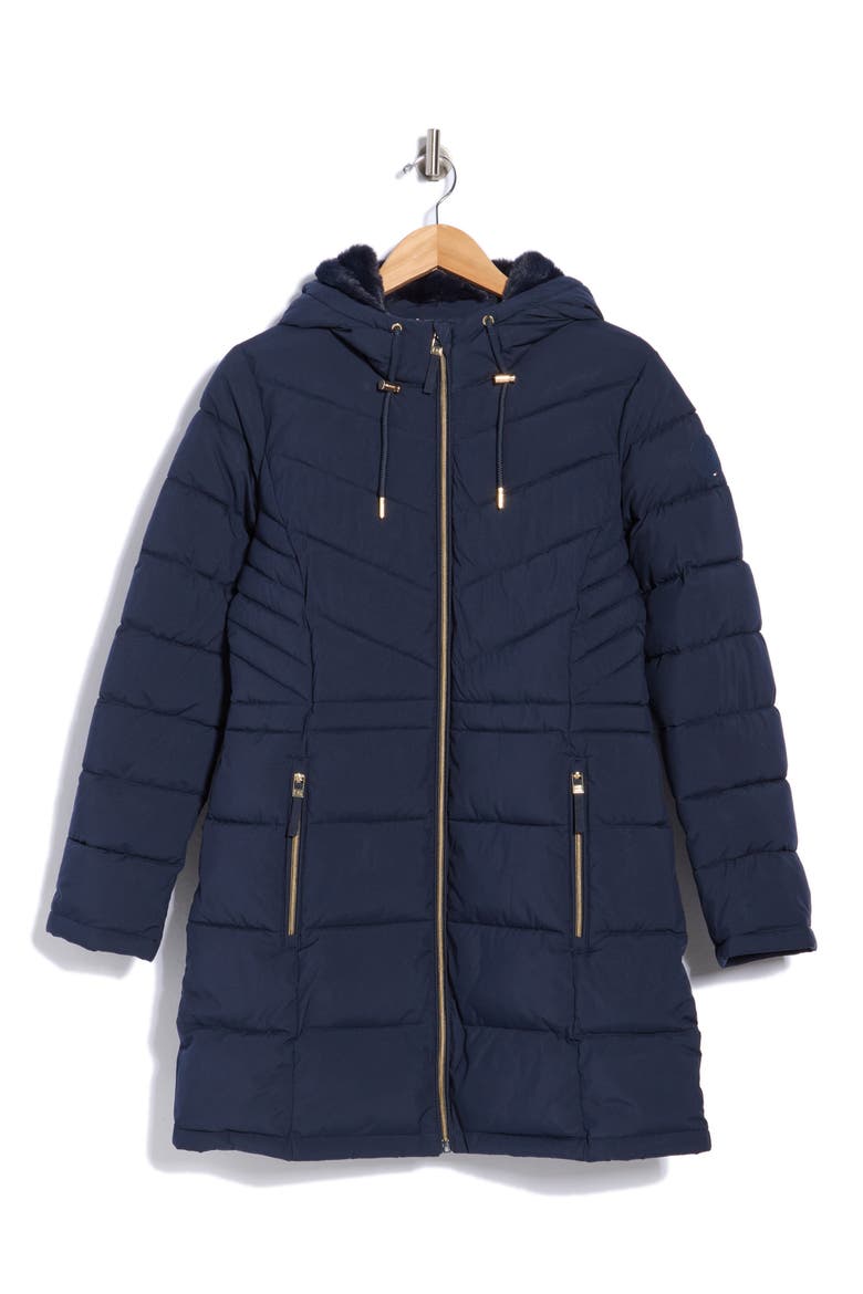 Three-Quarter Puffer Coat, Alternate, color, DARK NAVY
