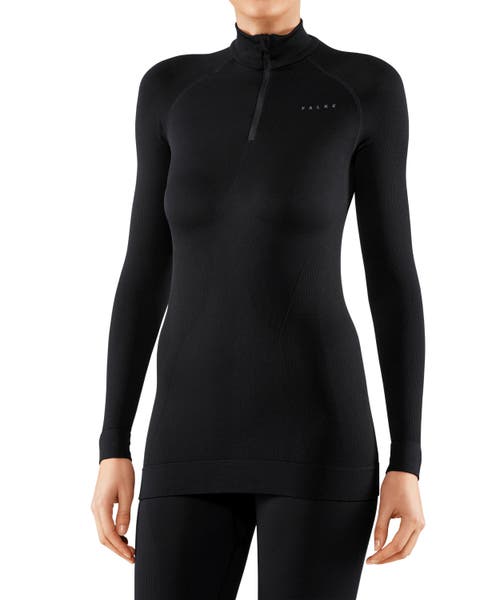 Falke Maximum Warm Zip Base Layer Top In Black