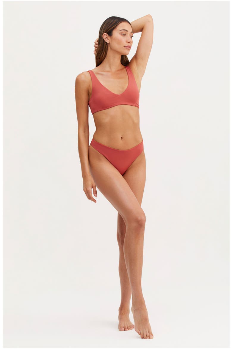 Kaia V-Neck Bra Swim Top, Alternate, color, CLAY/SPI