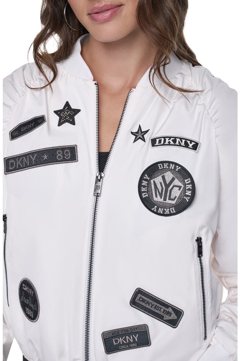Ruched Pins & Patches Bomber Jacket, Alternate, color, IVORY
