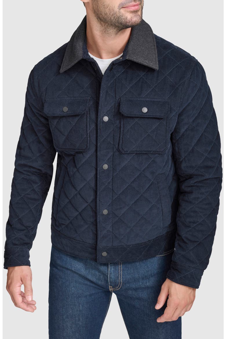 Quilted Shirt Jacket, Main, color, NAVY