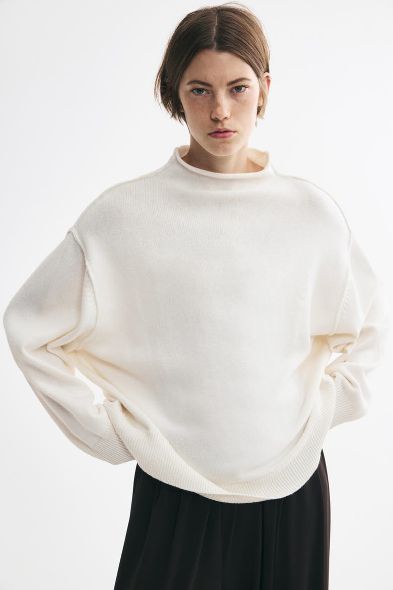 Oversized Wool-blend Sweater, Alternate, color, Cream