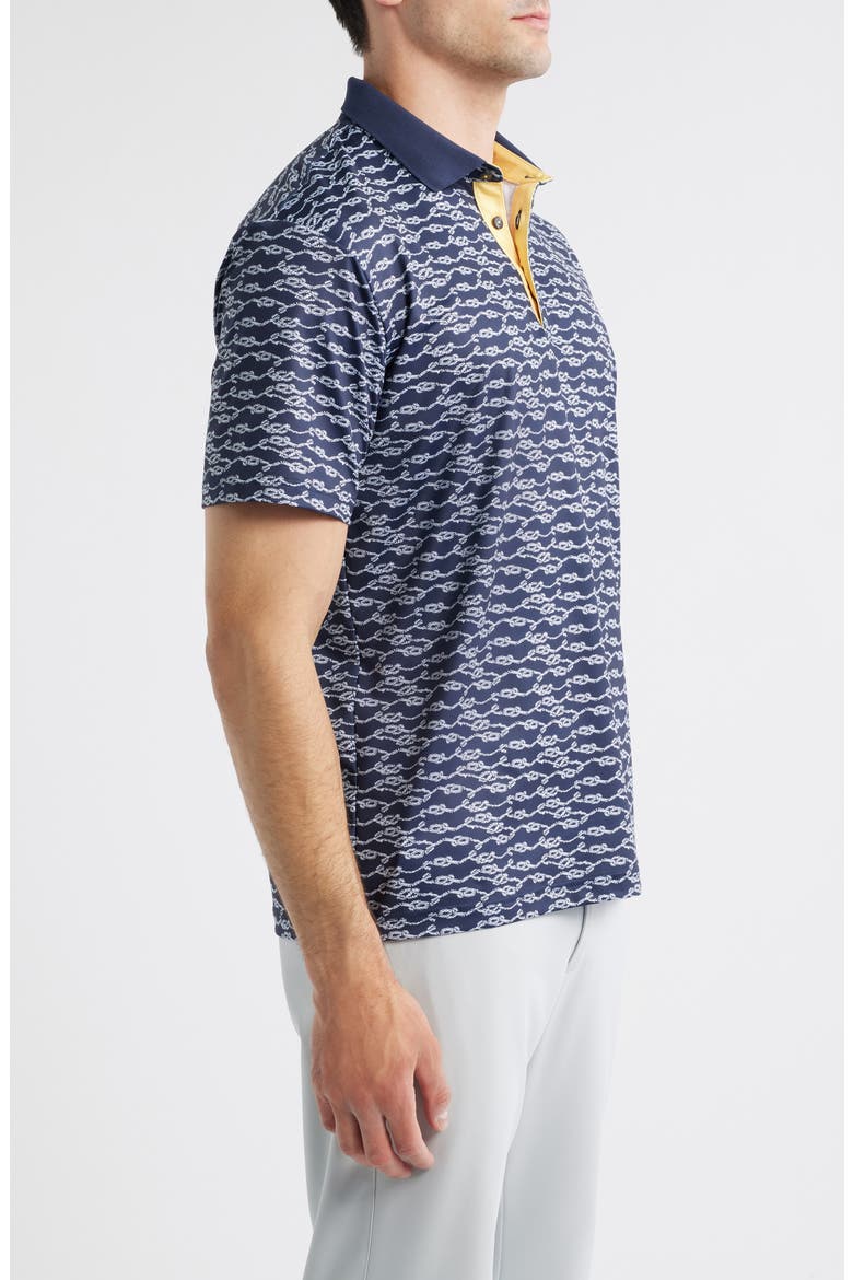 Bowline Rope Print Performance Golf Polo, Alternate, color, NAVY