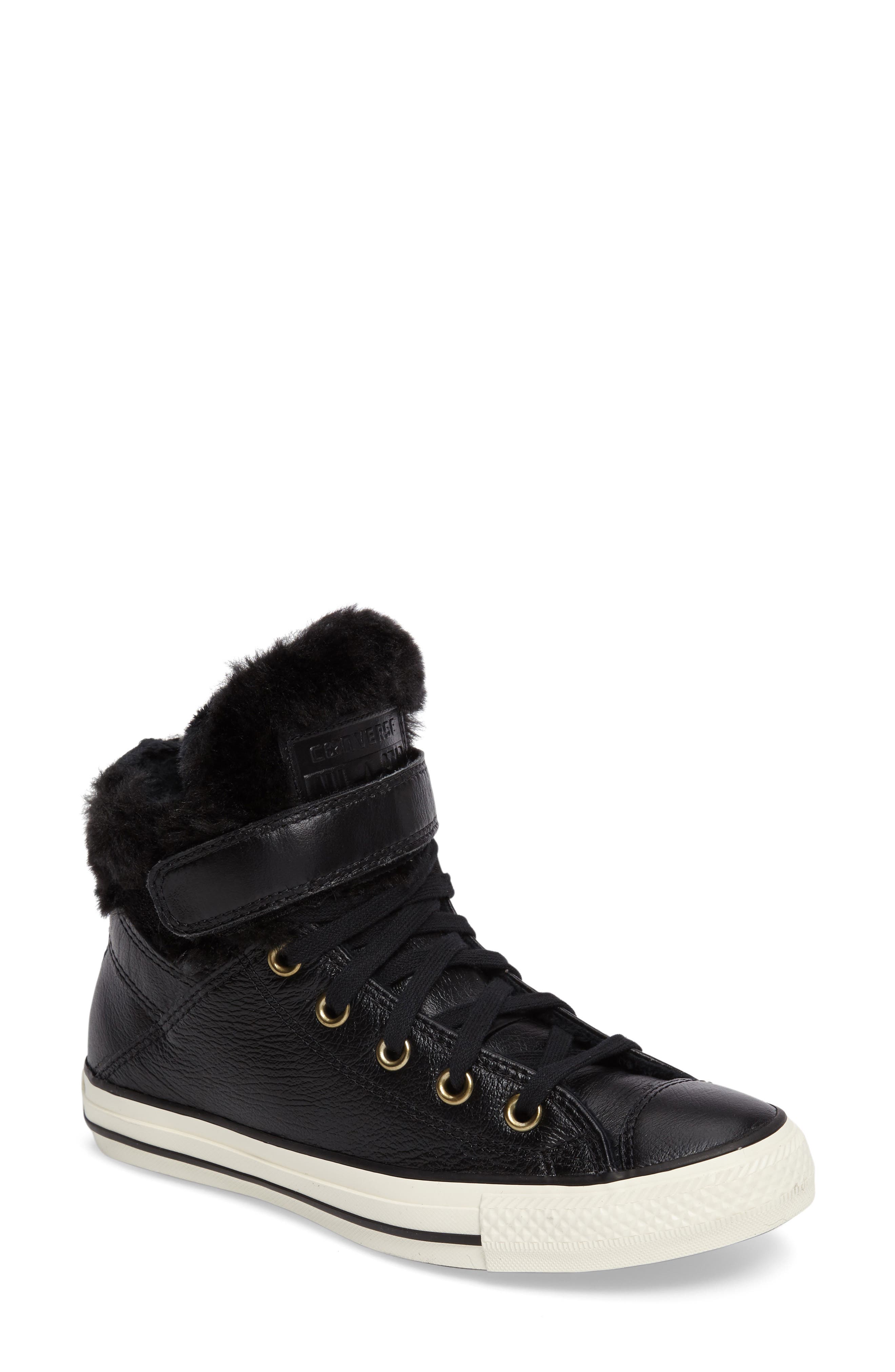 Converse Chuck Taylor<sup>®</sup> All Star<sup>®</sup> Faux Fur High Top Sneaker, Main, color, 