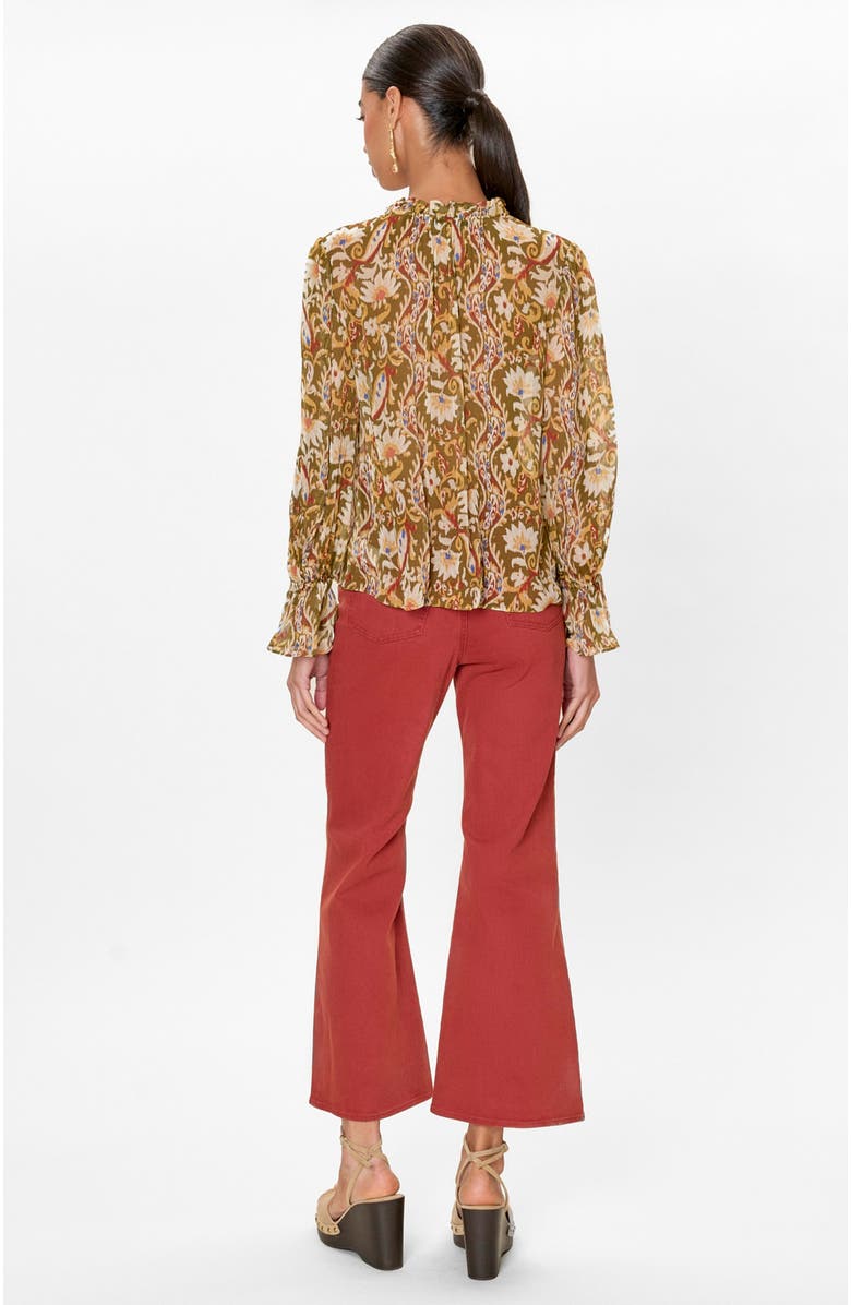 Rebecca Taylor Isha Printed Blouse, Alternate, color, Pesto Combo