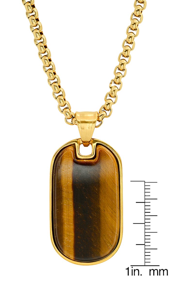 Men's Tiger's Eye Dog Tag Pendant Necklace, Alternate, color, GOLD/BROWN