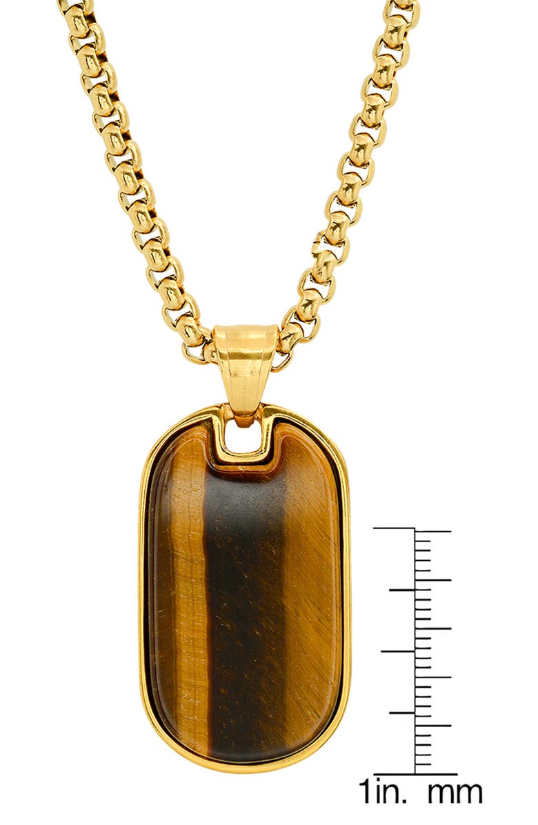 STEELTIME Men's Tiger's Eye Dog Tag Pendant Necklace, Alternate, color, Gold/Brown