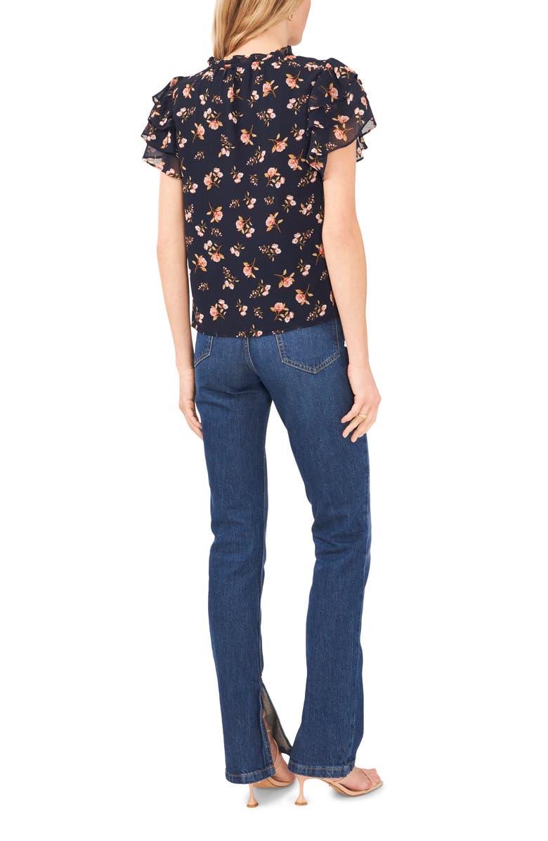 1.STATE Floral Print Flutter Sleeve Top, Alternate, color, Blue