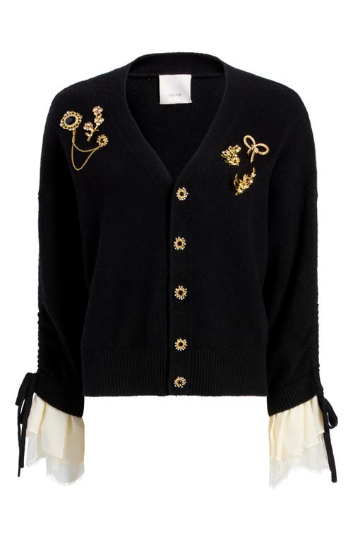 Cinq À Sept Atlas Brooch Detail Layered Look Cardigan In Black