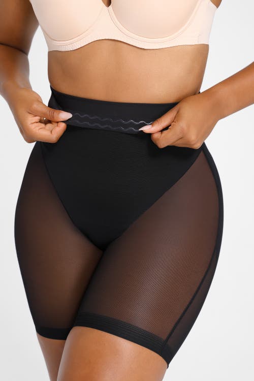 Shapellx Mesh Smooth Butt-lifting Shorts In Onyx Black