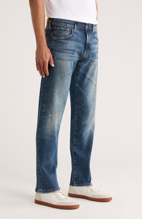 Hugo Boss Boss Regular Fit Distressed Tapered Stretch Cotton Jeans In Blue