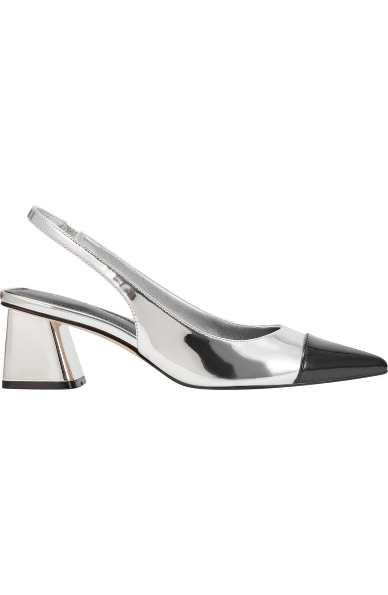 Marc Fisher Mirrored Block Heel Slingback Pump, Alternate, color, Silver