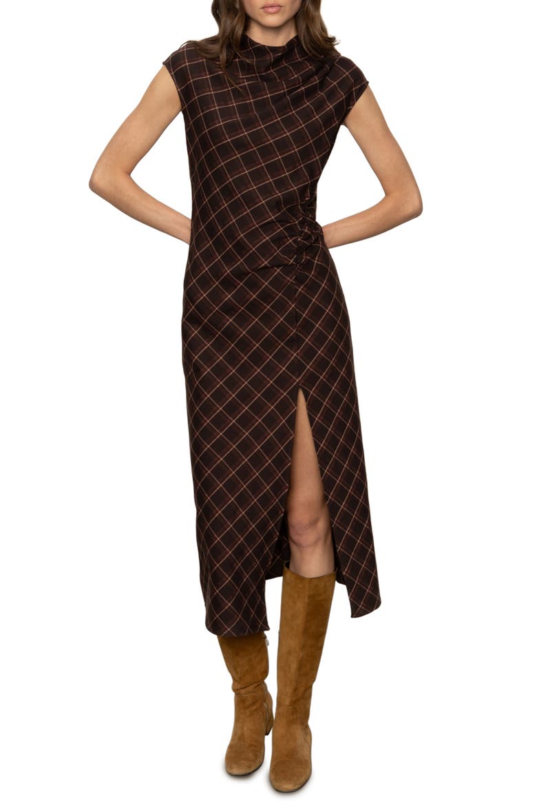 Autumn's Best Plaid Midi Dress, Main, color, COCOA PLAID
