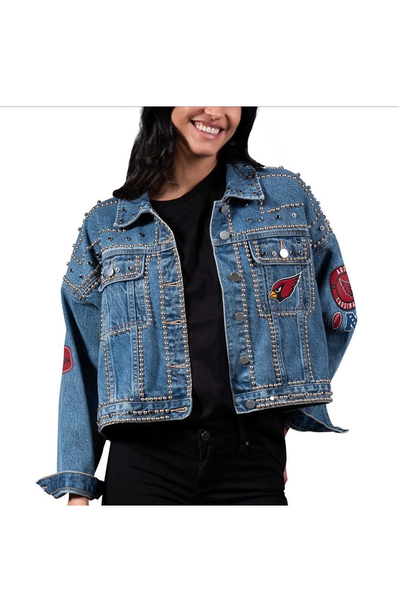 G-III 4HER BY CARL BANKS Women's G-III 4Her by Carl Banks Arizona Cardinals First Finish Medium Denim Full-Button Jacket, Alternate, color, Blue