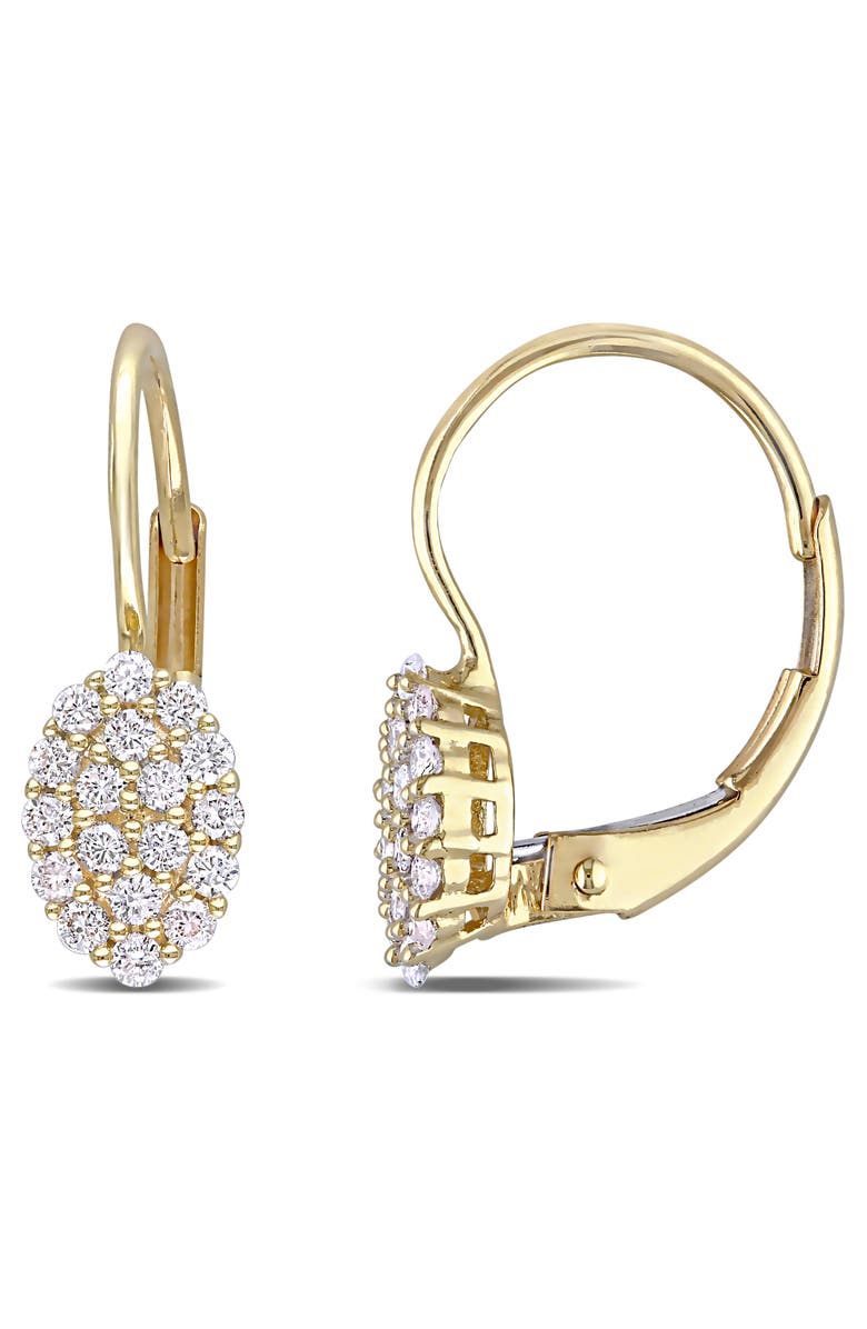 Julianna B. Diamond Oval Cluster Halo Earrings 14k, Main, color, 