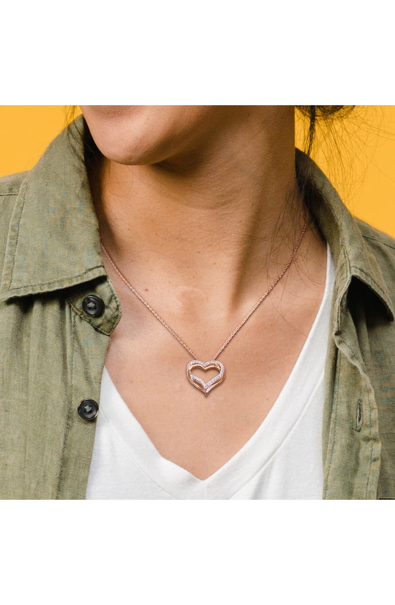 Julianna B. Created White Sapphire Crossover Heart Necklace, Alternate, color, Rose-Plated