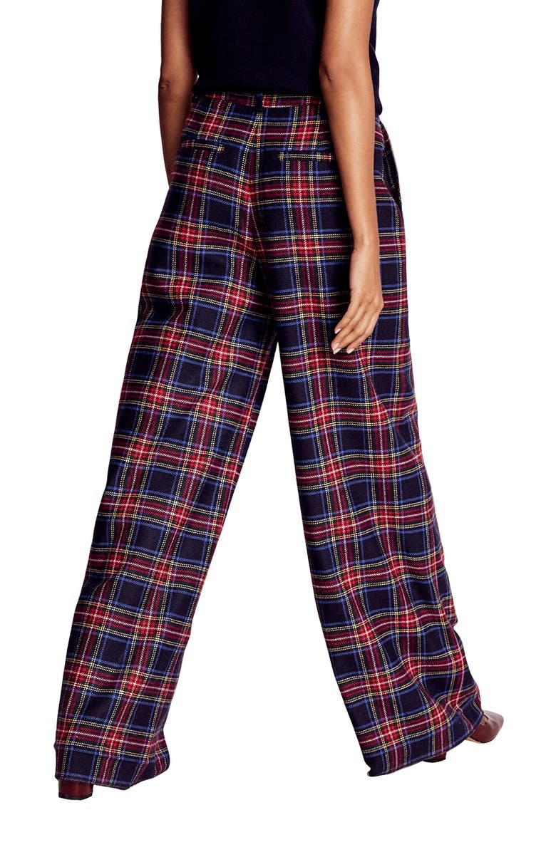 Boden Belgravia Plaid Wool Blend Pants, Alternate, color, Navy Green And Red Check