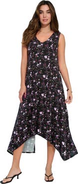 Roaman's Plus Size Stretch Knit Mid Length Sleeveless Swing Dress