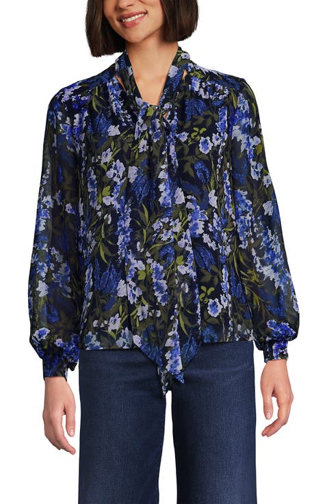 Chiffon Removable Tie Neck Blouse