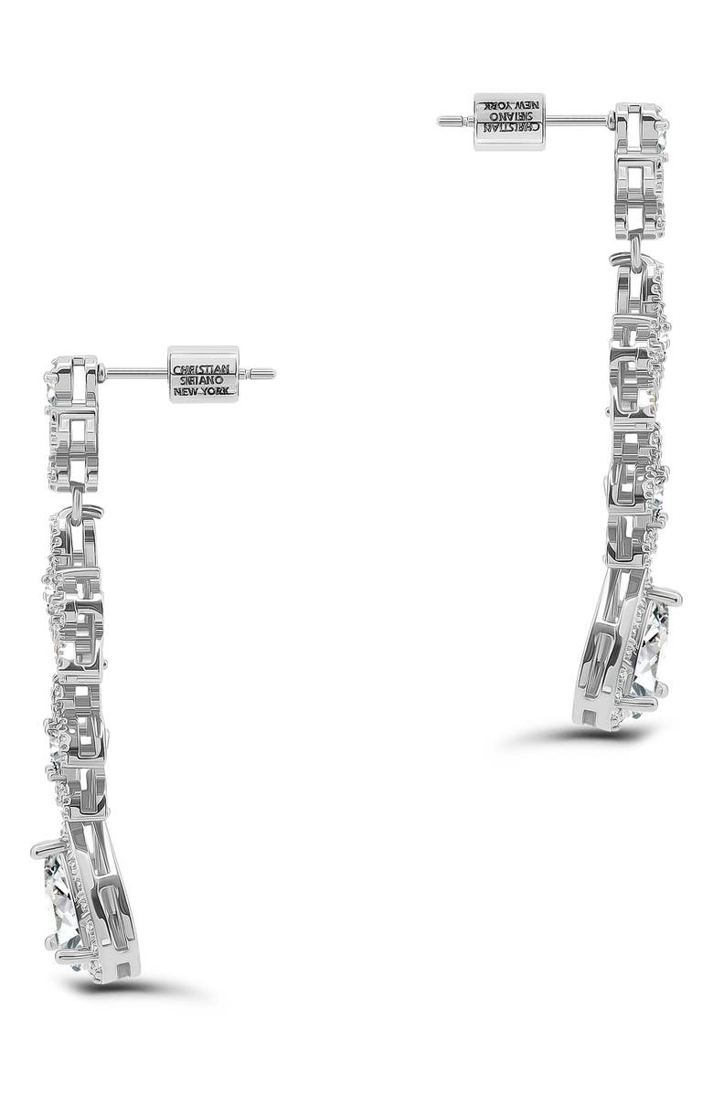 Christian Siriano Pear Cubic Zirconia Drop Earrings, Alternate, color, Silver