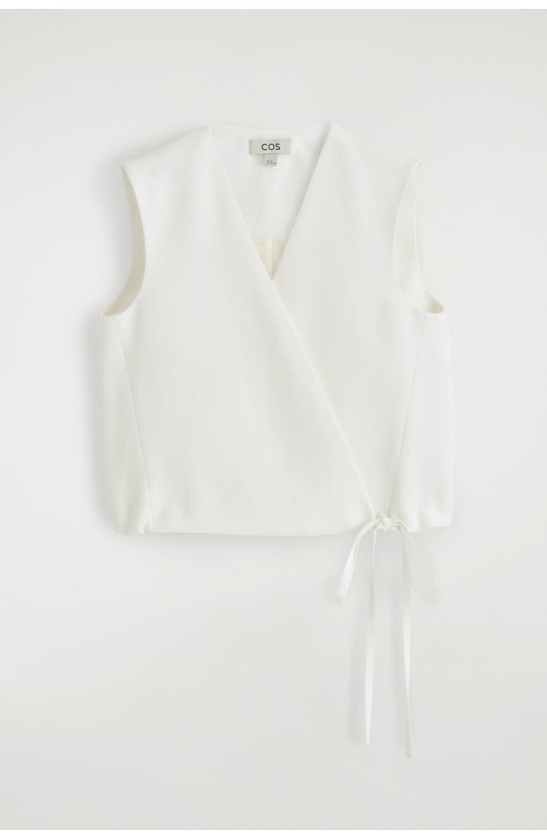 COS Tie-Detail Linen-Blend Wrap Vest, Main, color, White