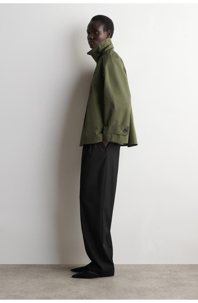 COS A-line Cotton-twill Jacket, Alternate, color, Khaki