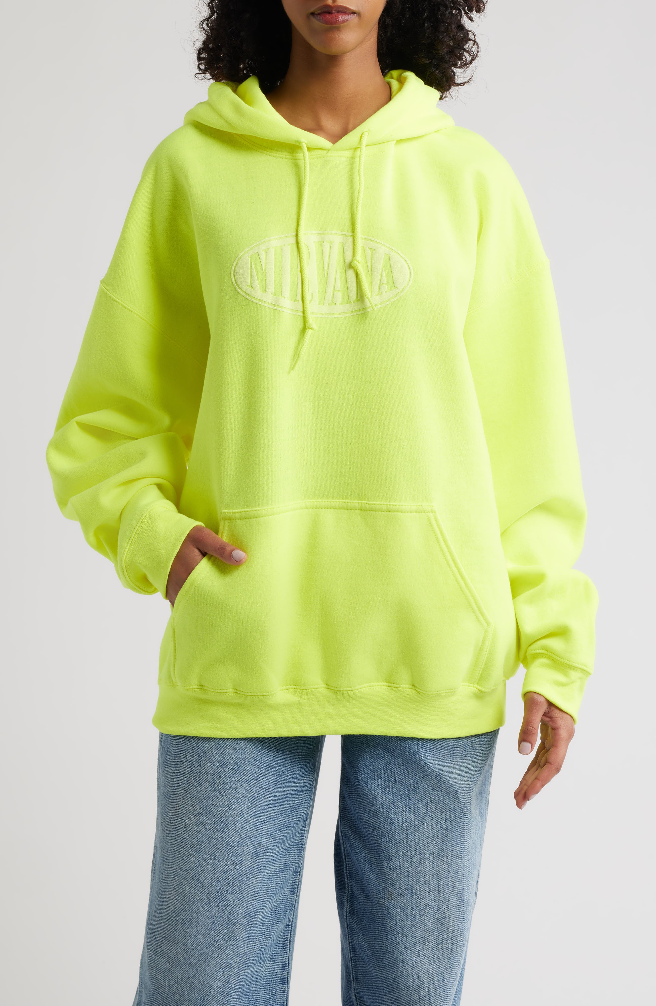 Merch Traffic Nirvana Puff Print Logo Graphic Hoodie