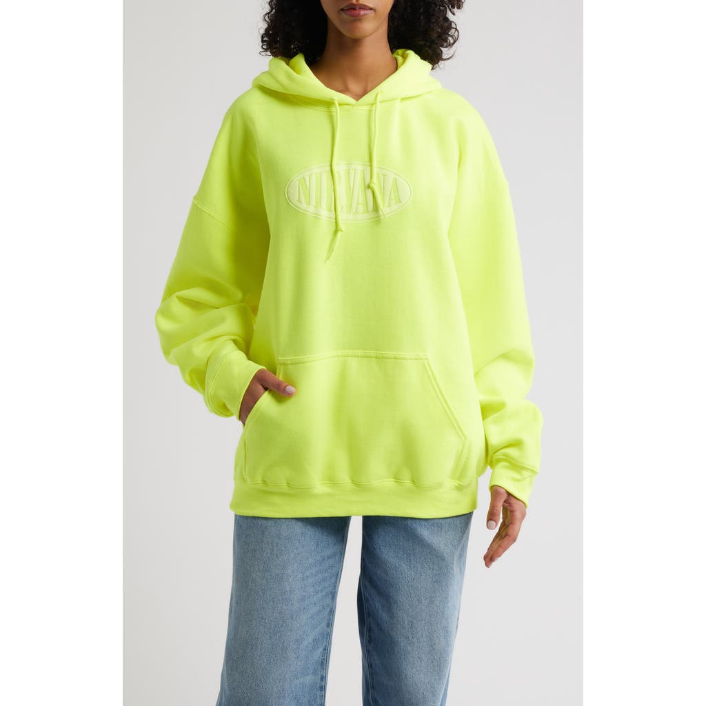 Merch Traffic Nirvana Puff Print Logo Graphic Hoodie In Green