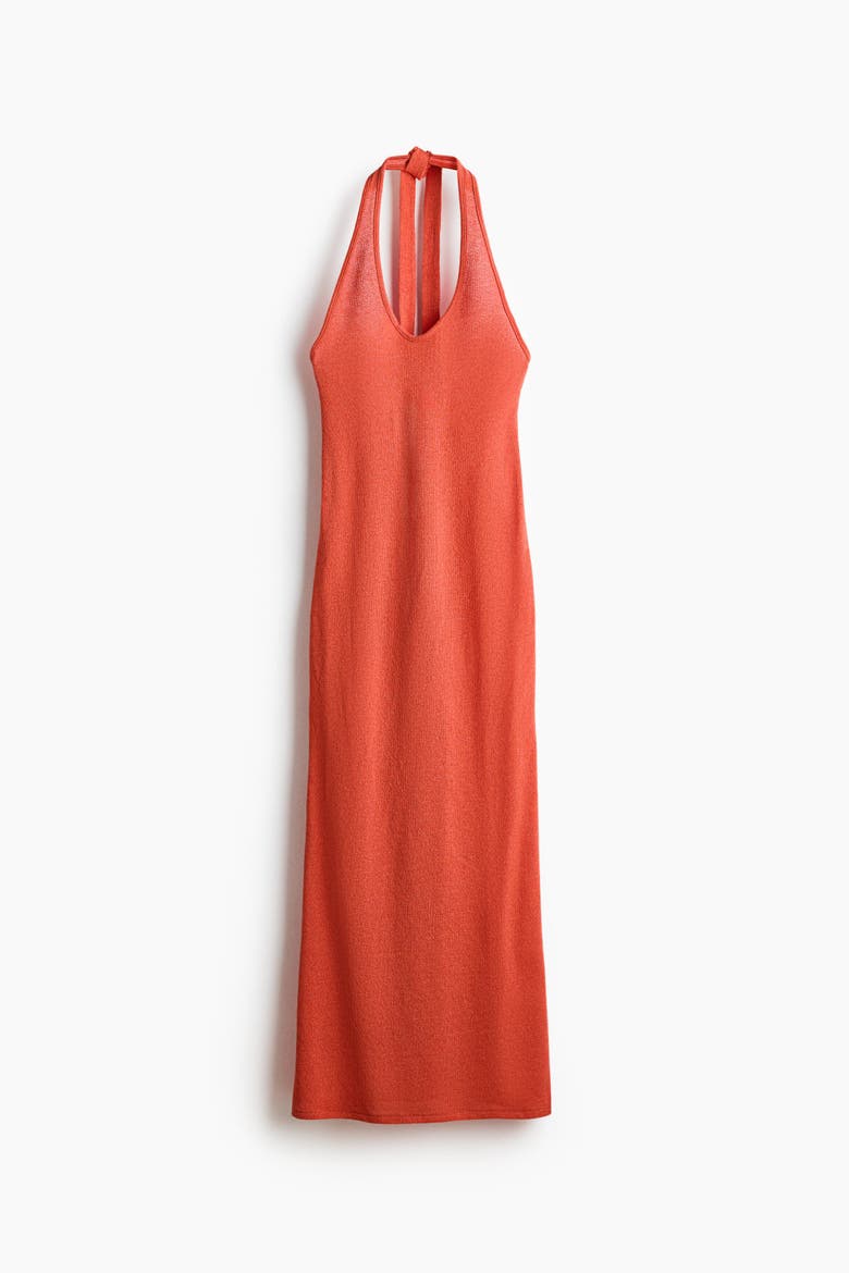 Knitted Halterneck Dress, Alternate, color, Dark orange