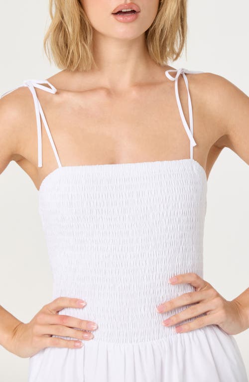 Astr The Label Drop Waist Smocked Midi Dress In White
