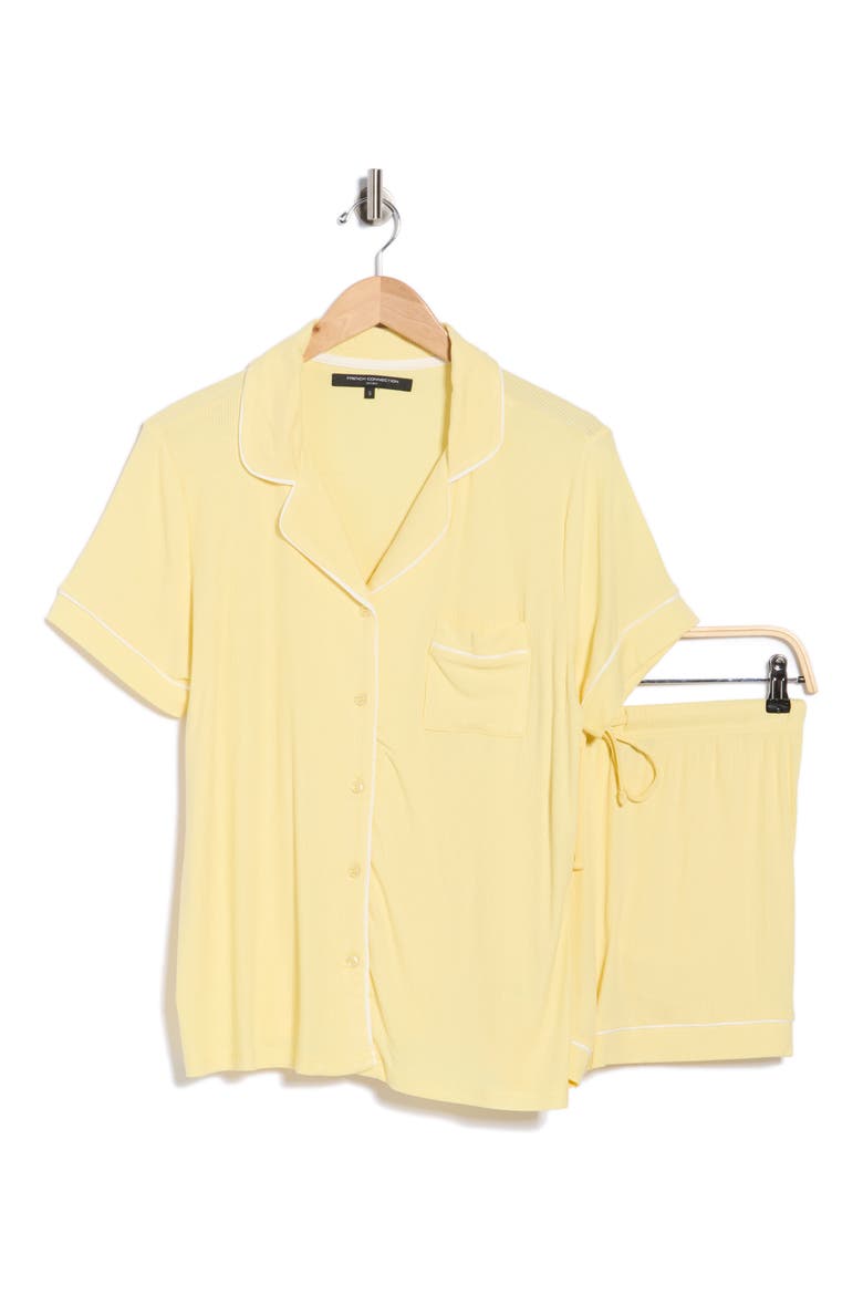 Short Pajama Set, Alternate, color, LEMON MERINGUE