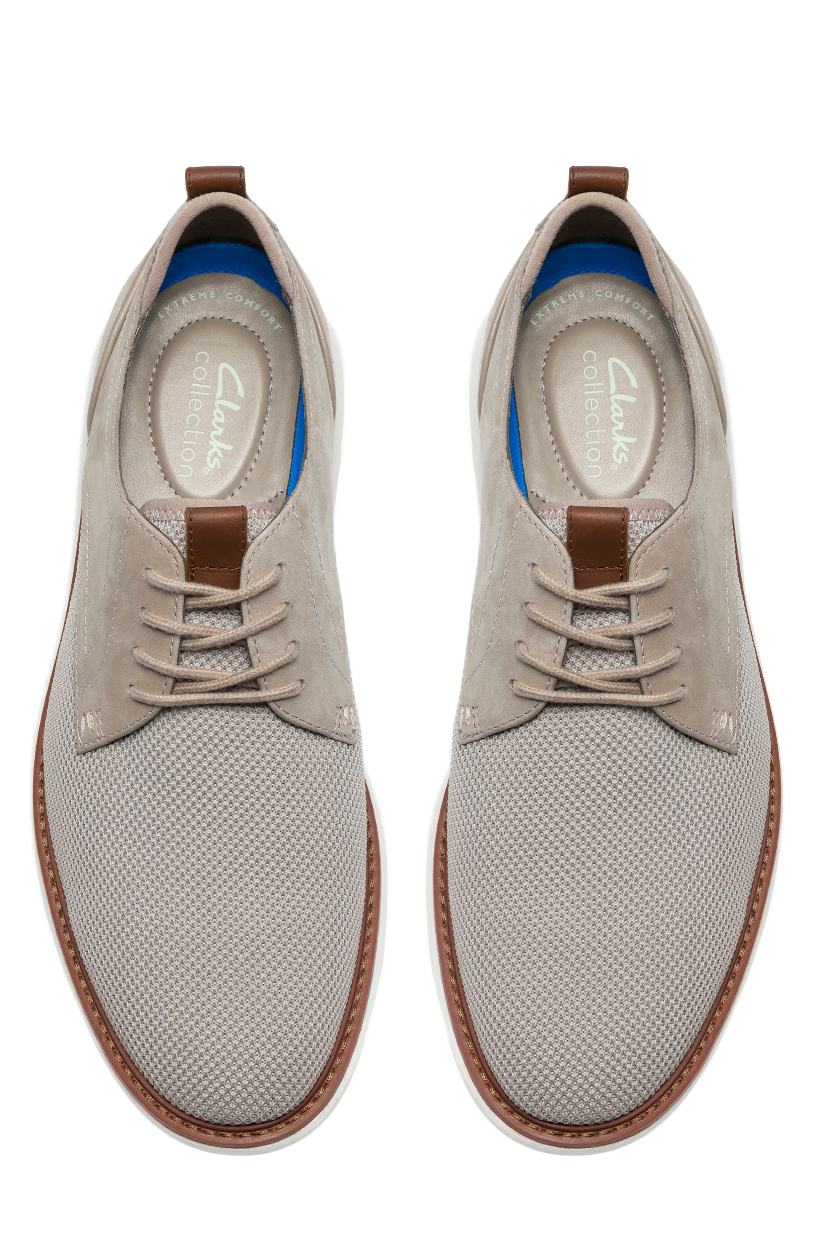 Clarks<sup>®</sup> Brantin Plaid Leather Oxford Shoe, Alternate, color, Grey Knit