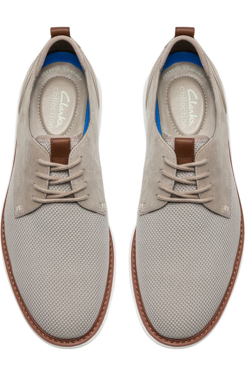 Clarks<sup>®</sup> Brantin Plaid Leather Oxford Shoe, Alternate, color, Grey Knit