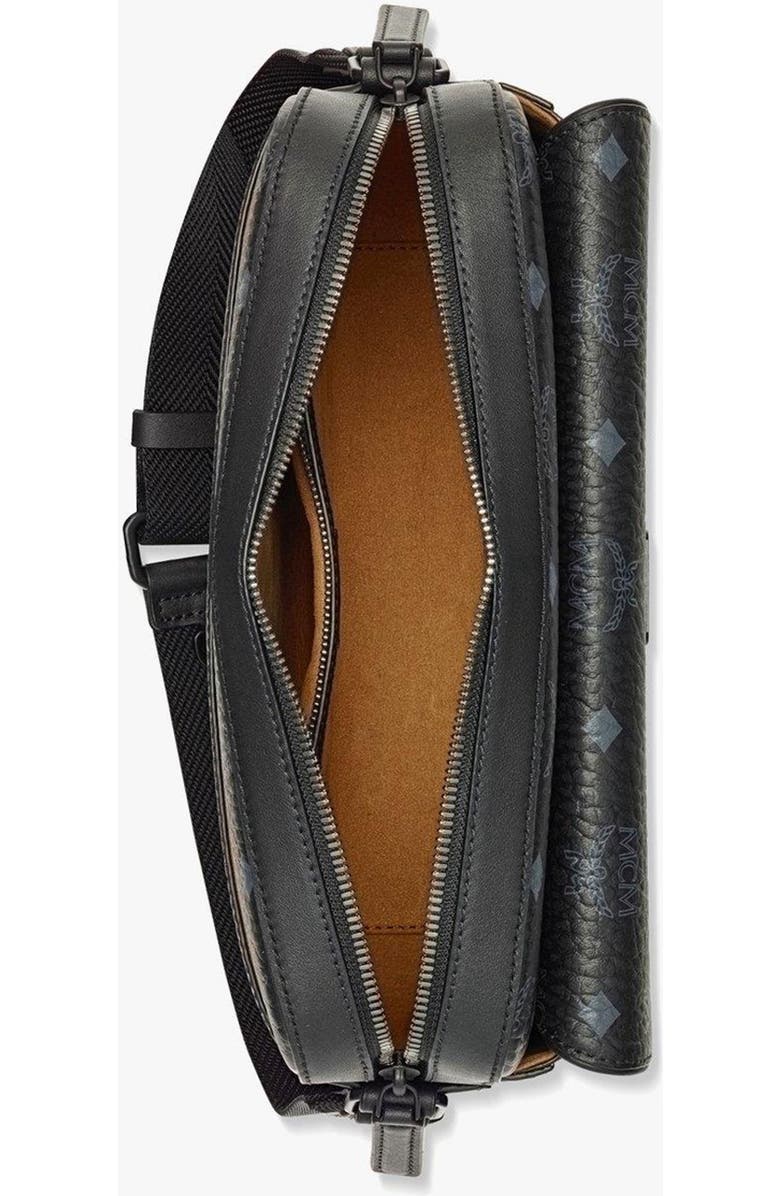 MCM Aren Messenger Bag in Visetos, Alternate, color, Black