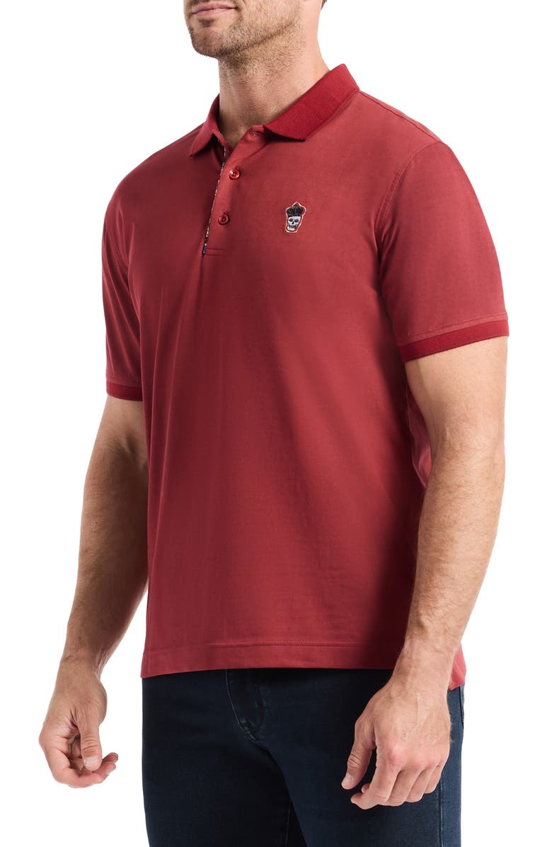 Robert Graham Lucifer Short Sleeve Polo, Alternate, color, Burgundy