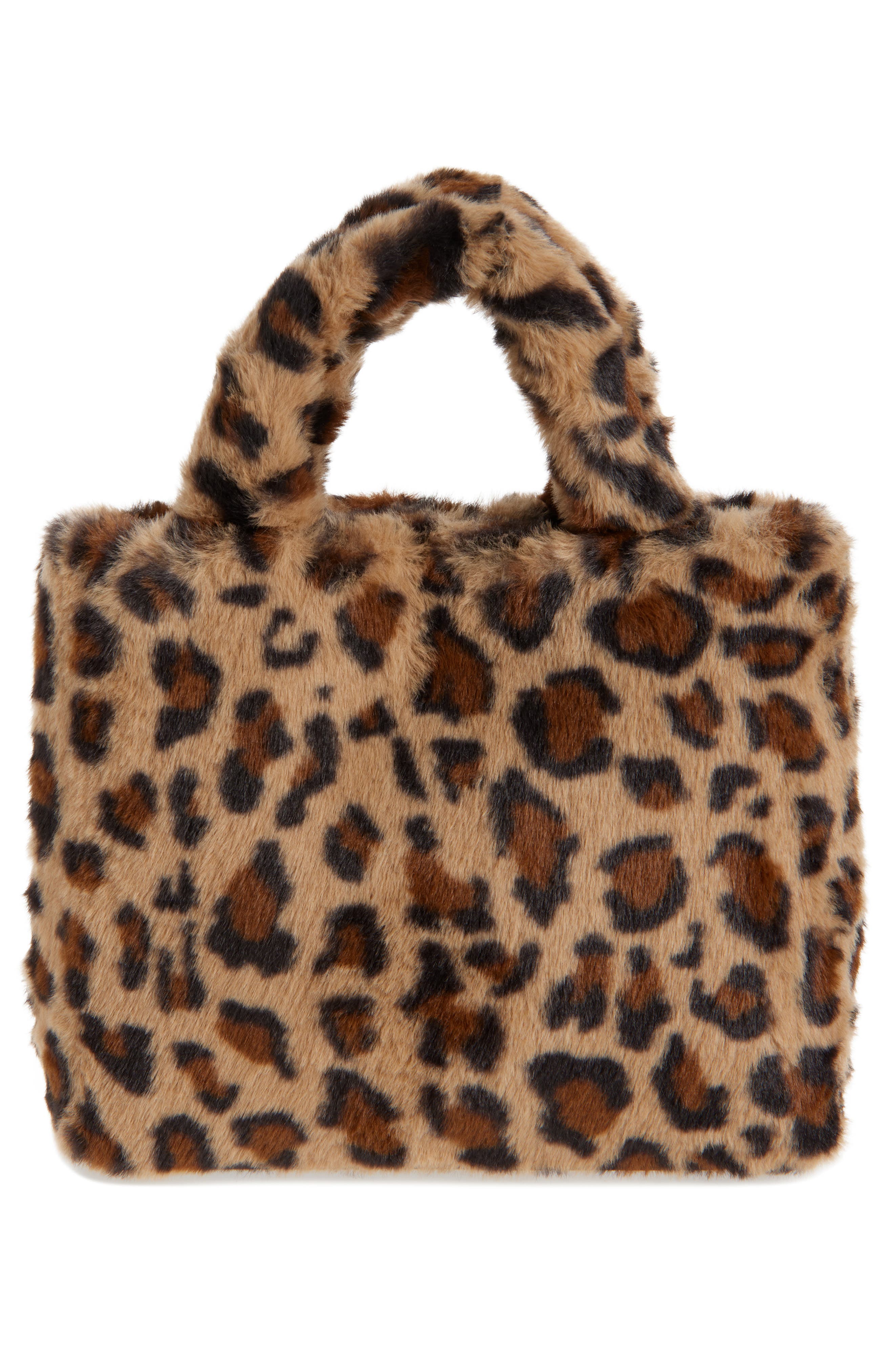 OMG Accessories Kids
 Mini Leopard Faux Fur Tote, Alternate, color, 