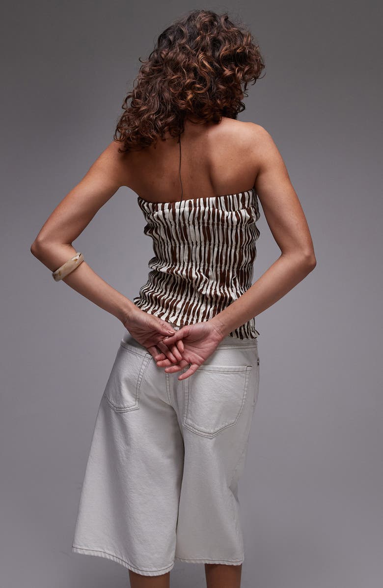 Topshop Shirred Strapless Top, Alternate, color, 