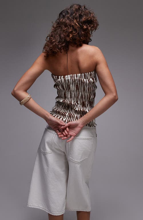 Topshop Shirred Strapless Top In White