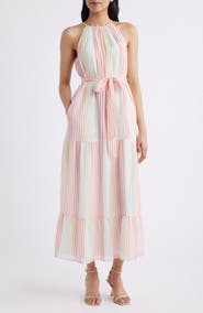 Eliza J Stripe Sleeveless Midi Dress