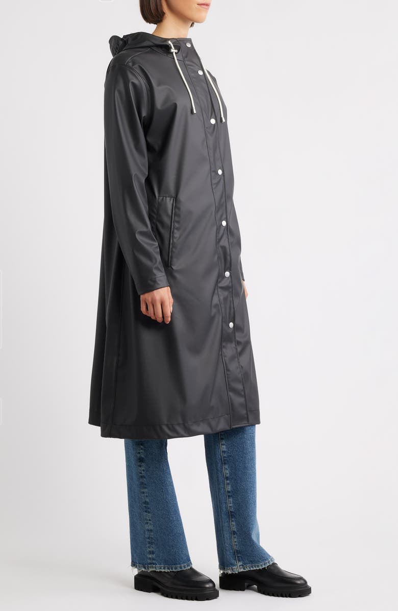 Ilse Jacobsen Hooded Longline Coated Raincoat, Alternate, color, Black Beauty