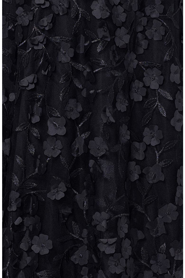 Floral Embroidered Long Sleeve Gown, Alternate, color, BLACK/ BLACK