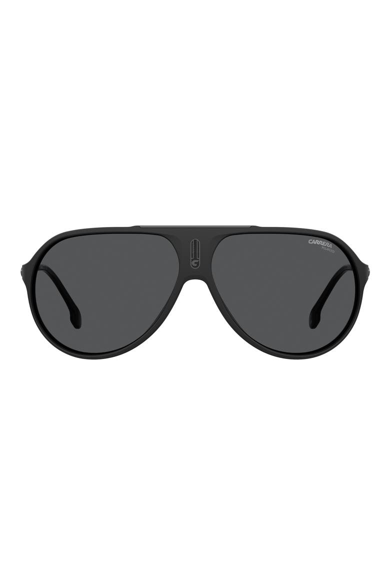 Hot65 63mm Polarized Aviator Sunglasses, Main, color, MATTE BLACK/ GRAY PZ