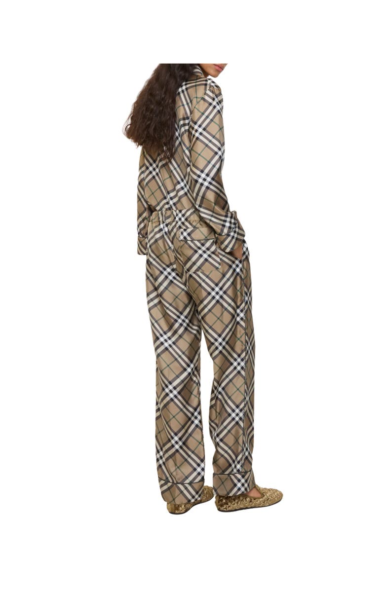 Burberry Check Silk Pyjama Trousers, Alternate, color, Linden Beige