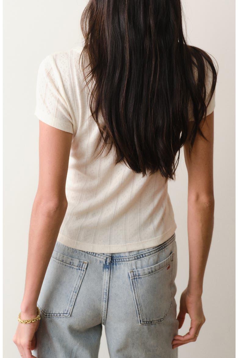 Lexi Pointelle Scoop Neck T-Shirt, Alternate, color, ANTIQUE WHITE