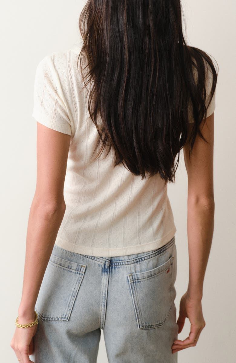 Marine Layer Lexi Pointelle Scoop Neck T-Shirt, Alternate, color, Antique White