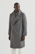 Brunello Cucinelli Cashmere chevron flannel one-and-a half breasted coat with metal buttons