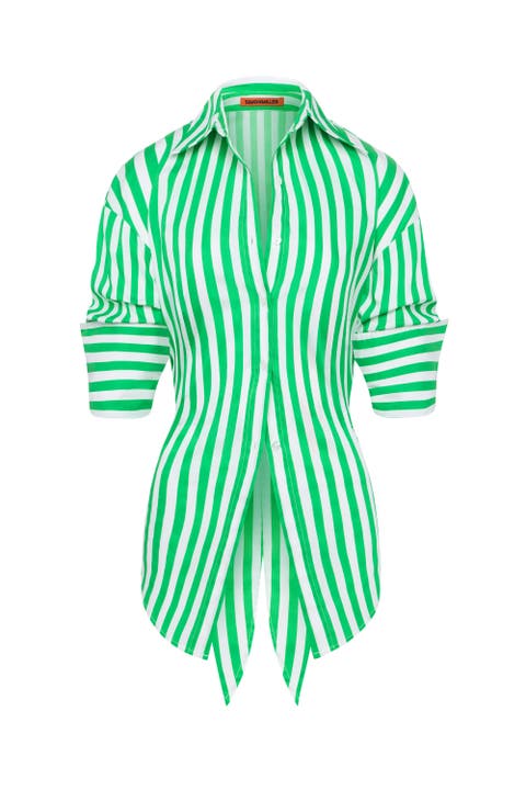 Loch Poplin Tie Back Button Up Shirt