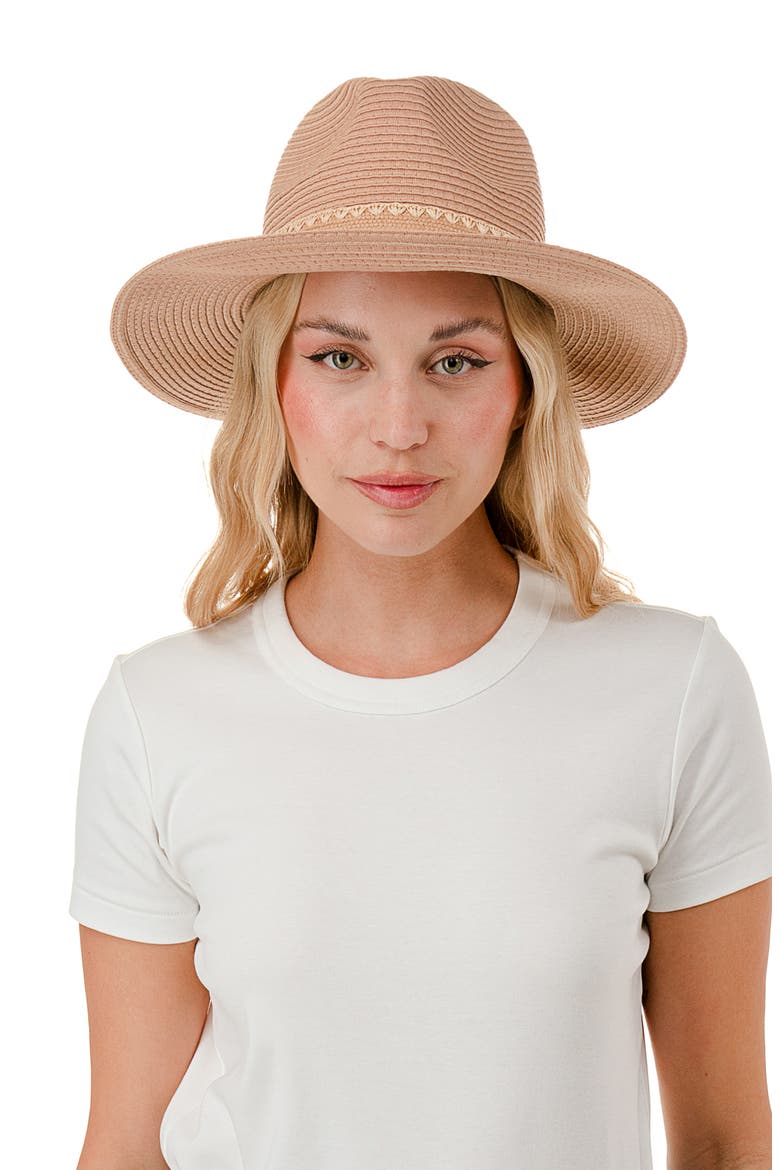 Stitch Band Straw Panama Hat, Alternate, color, NATURAL