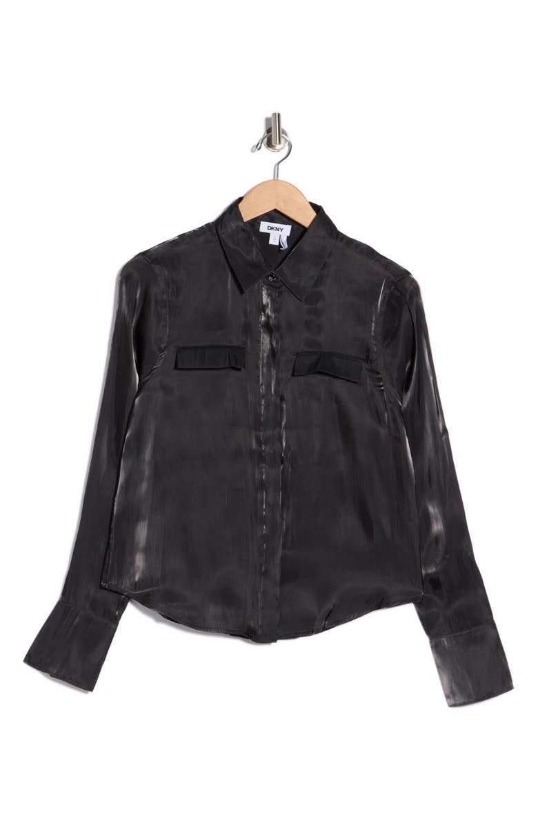 DKNY Button-Up Shirt, Alternate, color, Black