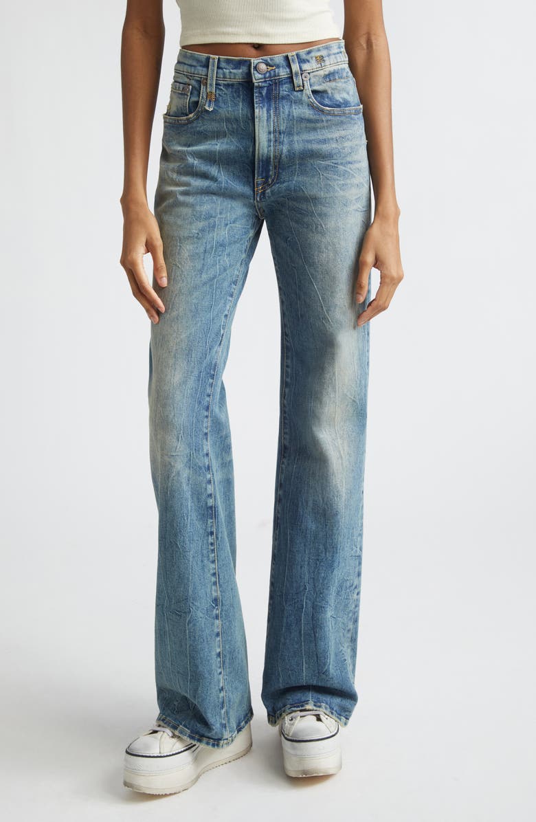 R13 Jane Flare Leg Jeans, Main, color, Kelly Stretch